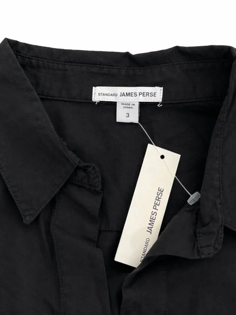 James Perse Black Shirt Size 3 Stretch Side Panels Chic Minimalist Top - Picture 3 of 6